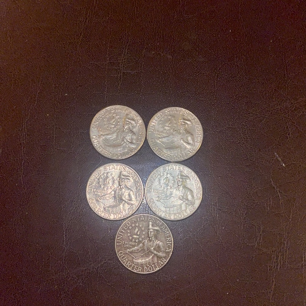 Lot of 5 🇺🇸Bicentennial U.S. Quarters ($0.25) TwentyFive Cents 1776-1976